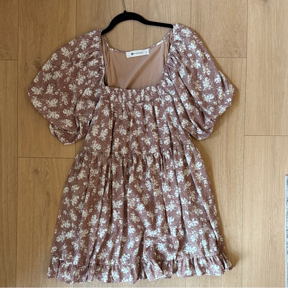 The Impeccable Pig Neutral Dress with White Florals